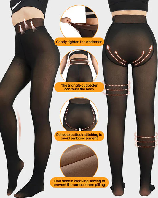 Flawless Legs Fake Translucent Warm Plush Lined Elastic Tights