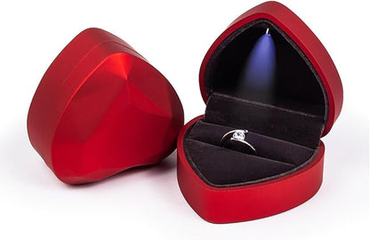 Heart Shaped Ring Gift Box With LED Light for Proposal Wedding Valentine's Day Anniversary