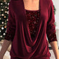🎁Last Day Sale 50% OFF🎄Sequin Loose Smocked Fake Two-Piece Top