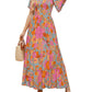 🌷LAST DAY SALE 50% OFF!!💥2026 Summer Casual Floral Print Short Flutter Sleeve Crew Neck Smocked High Waist Flowy Maxi Dress