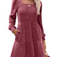 🍂2025 Autumn New Style 49% OFF⏰Women's Square Neck Lantern Sleeve Ribbed Dress
