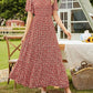 🌷LAST DAY SALE 50% OFF!!💥2026 Summer Casual Floral Print Short Flutter Sleeve Crew Neck Smocked High Waist Flowy Maxi Dress
