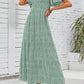 🌷LAST DAY SALE 50% OFF!!💥2026 Summer Casual Floral Print Short Flutter Sleeve Crew Neck Smocked High Waist Flowy Maxi Dress