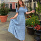 🌷LAST DAY SALE 50% OFF!!💥2026 Summer Casual Floral Print Short Flutter Sleeve Crew Neck Smocked High Waist Flowy Maxi Dress