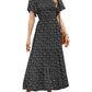 🌷LAST DAY SALE 50% OFF!!💥2026 Summer Casual Floral Print Short Flutter Sleeve Crew Neck Smocked High Waist Flowy Maxi Dress