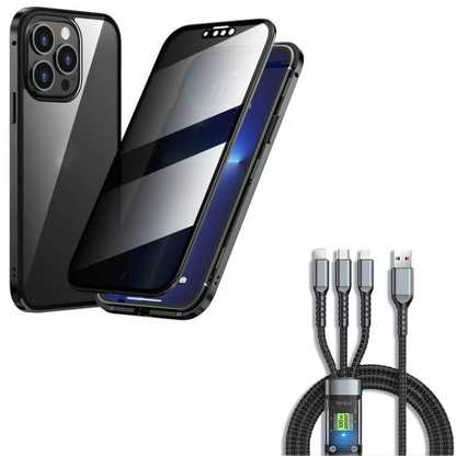 Magnetic iPhone case with privacy glass and metal