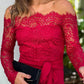 Women's Lace Off Shoulder Pant Jumpsuits