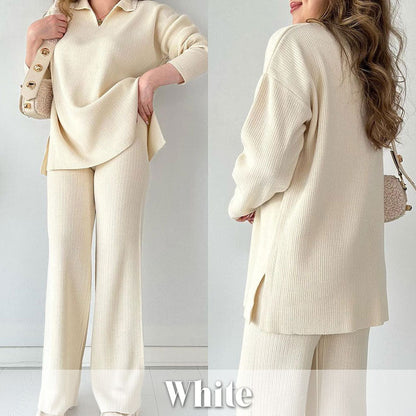 [Perfect Gift] V-Neck Casual Slit Knitted Two-Piece Set - Effortless Elegance for Every Occasion
