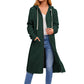 Women's Solid Hooded Zipper Long Sweatshirts