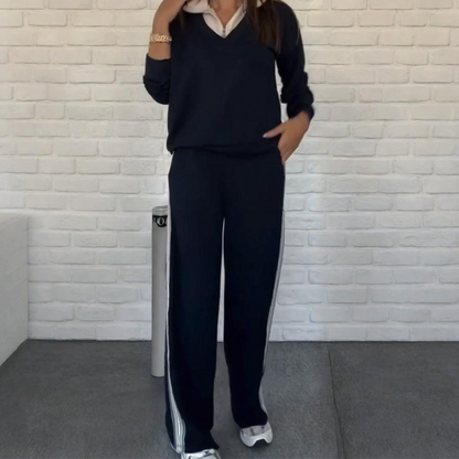 🍂Women's Long Sleeve Lapel Top & Pants Set – Versatile Style, Fits Work Meetings & Weekend Gatherings✨