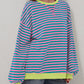 Women's Oversized Striped Long Sleeve Top