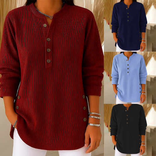 Women's Button-Up Corduroy Henley Tops✨