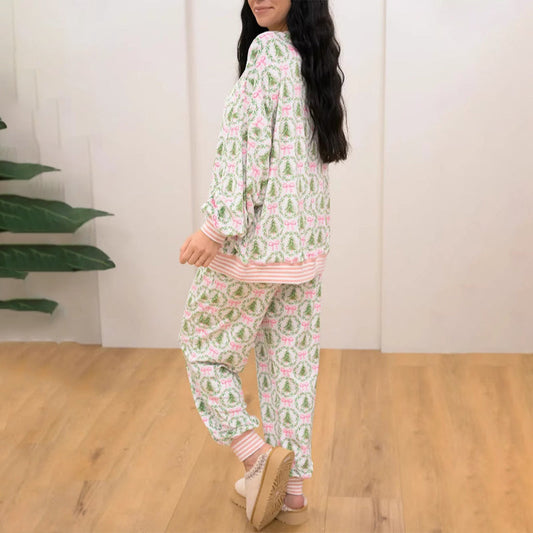 Cozy Christmas Long-Sleeve Top & Pants Set