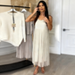 Women’s Irregular Sweater & Pleated Tank Midi Dress 2-Piece Set