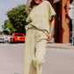 HOT SALE🔥Women's Textured Loose Fit T Shirt and Drawstring Pants Casual Set