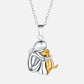 Little Girl Hugging Dog Ear Studs & Necklace
