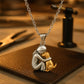 Little Girl Hugging Dog Ear Studs & Necklace
