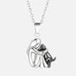 Little Girl Hugging Dog Ear Studs & Necklace