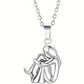 Little Girl Hugging Dog Ear Studs & Necklace