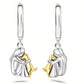 Little Girl Hugging Dog Ear Studs & Necklace