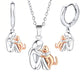 Little Girl Hugging Dog Ear Studs & Necklace