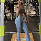 Women's High-Waist Flared Yoga Pants with Pockets