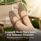 Women's Leopard Print Mesh Mary Jane Flats