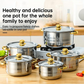 📢📢47%  OFF !! ⏰5-Piece Stainless Steel Cookware Set with Glass Lids