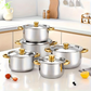 📢📢47%  OFF !! ⏰5-Piece Stainless Steel Cookware Set with Glass Lids