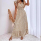 Women's V-Neck Smocked High Waist Maxi Dress