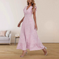 Women's V-Neck Smocked High Waist Maxi Dress