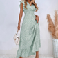 Women's V-Neck Smocked High Waist Maxi Dress