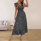 Women's V-Neck Smocked High Waist Maxi Dress