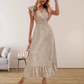Women's V-Neck Smocked High Waist Maxi Dress