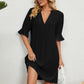 Women's Solid Color V-Neck Loose Fit Half Sleeve Dress