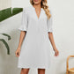 Women's Solid Color V-Neck Loose Fit Half Sleeve Dress
