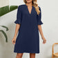 Women's Solid Color V-Neck Loose Fit Half Sleeve Dress