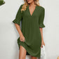 Women's Solid Color V-Neck Loose Fit Half Sleeve Dress